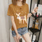 Women Summer Short Sleeve T-Shirt Korean Cartoon Round-Neck Printed Matching Tops T-Shirt