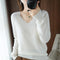 Women Pullover Slim Look Solid Colored Long Sleeved V-Neck Matching Sweater Outerwear