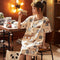 Korean Pyjamas Women Summer Cotton Pajamas Adorable Cartoon Thin Pregnant Woman Loungewear Sleepwear