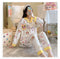 IMG 102 of Popular Streaming Pajamas Women Lapel Cotton Long Sleeved Trendy Western Cardigan Loungewear Sets Sleepwear