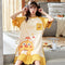 Short Sleeve Pyjamas Cotton Women Thin Mid-Length Dress Pajamas Cartoon Loose Casual Loungewear Sleepwear