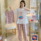 Hot sale in Southeast AsiaPajamas Women Three-Piece Summer Short Sleeve Long Pants Plus Size Loungewear Sleepwear