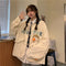 IMG 115 of American Vintage Baseball Jersey Women Thin Loose bfLazy Lapel Jacket ins Outerwear