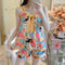 Img 4 - Summer Pajamas Women Silk Korean Strap Cartoon Adorable Casual Loungewear Sets