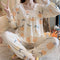 insPopular Streaming Solid Colored Pajamas Women Princess Long Sleeved Outdoor Loungewear Sleepwear