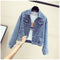 IMG 102 of Korean All-Matching Bling Embroidery Denim Women Loose bf Tops Short Jacket Outerwear