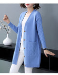 IMG 111 of Plus Size Cardigan Sweater Women Mid-Length Loose All-Matching Matching Knitted Outerwear