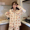 ins Lapel Pajamas Women Cardigan Sleeve Length Pants Korean Loungewear Two-Piece Sets Sleepwear