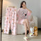 Pajamas Women Summer Three-Piece Short Sleeve Sets Loose Plus Size Cartoon Minimalist Casual Cooling Loungewear Sleepwear