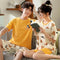 Couple Pajamas Women Summer Cotton Short Sleeve Korean Men Casual Thin Loungewear Two-Piece Sets Sleepwear