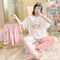 Img 2 - Southeast Asia Pajamas Women Summer Short Sleeve Long Pants Thin Three-Piece Loose Plus Size Adorable Cartoon Loungewear