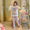 IMG 120 of Pajamas Women Sleeve Length Pants Korean Cartoon Loose Plus Size Adorable Two-Piece Sets Loungewear Sleepwear