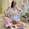 Popular Streaming Pajamas Women Lapel Cotton Long Sleeved Trendy Western Cardigan Loungewear Sets Sleepwear