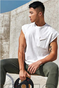 IMG 110 of Summer Cotton Fitness Training Sleeveless Sporty Tank Top Men Quick Dry Loose Vest Tank Top