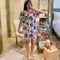 Pajamas Women Summer Short Sleeve Fresh Looking Cardigan Lapel Sets Loungewear Sleepwear