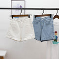 Img 4 - Summer Korean High Waist Straight Denim Shorts Women Loose Slim Look A-Line Hot Pants
