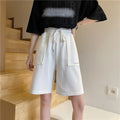 IMG 126 of Summer High Waist Slim Look Casual Pants Women Bermuda Shorts Loose Drawstring White ins Shorts