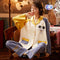 Pajamas Women Cotton Long Sleeved Korean Mom Cardigan Lapel Loungewear Sets Sleepwear