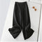 Img 7 - Art Vintage Cotton Blend Wide Leg Long Pants Women Loose Slim Look Elastic High Waist Straight Casual