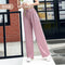 Img 7 - Summer Wide Leg Culottes Korean High Waist Loose Thin Ice Silk Drape Straight Casual Women Pants