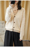 IMG 116 of Knitted Cardigan Women Long Sleeved Sweater Loose Plus Size Matching Tops Short Outerwear