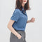 Img 4 - Blouse Short Sleeve Korean Summer Trendy Niche Hong Kong Loose Chiffon Solid Colored Vintage Tops