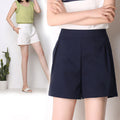 Img 1 - High Waist Casual Pants Summer Cotton Thin Straight Women Elastic Bermuda Shorts