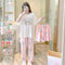 Southeast Asia Pajamas Women Summer Short Sleeve Long Pants Thin Three-Piece Loose Plus Size Adorable Cartoon Loungewear Sleepwear