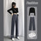 Img 7 - Wide Leg Suit Pants Women High Waist Slim Look Drape Long Loose Straight Casual Floor-Length