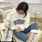 IMG 110 of Thin Sweatshirt Women Korean Round-Neck Alphabets Printed Loose Student Tops Outerwear