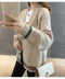 IMG 127 of Student Korean Pocket Sweater Women Loose V-Neck Long Sleeved Matching Knitted Cardigan Outerwear