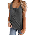 Img 3 - Europe Women Popular Solid Colored Button Sleeveless Tank Top T-Shirt Tank Top