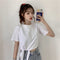 IMG 117 of Summer Korean Trendy High Waist Short Sleeve Solid Colored Feminine T-Shirt Women T-Shirt