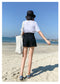IMG 109 of Black Denim Shorts Women Summer High Waist Slim Look Thin A-Line Loose Hot Pants Korean Shorts