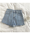 IMG 111 of Denim Shorts Women Summer insBurr High Waist Slim Look Loose Wide Leg Short A-Line Hot Pants Shorts