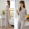 S Streaming Recommended Short Sleeve Long Pants Pajamas Loungewear Sets Women Loose Silk Wide Leg Sleepwear