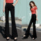 Img 1 - Black Drape High Waist Flare Leg Pants Women Suits Long Straight Lengthen Floor-Length