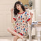 Summer Pajamas Women Short Sleeve Shorts Cotton Korean Loungewear Cartoon Thin Outdoor Sets Sleepwear