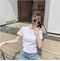 IMG 110 of Feminine Splitted Trendy Short Sleeve T-Shirt Women Summer Korean Loose Student Girlfriends Tops T-Shirt