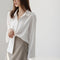 Img 3 - Chiffon Long Sleeved Blouse Lazy Loose Tops Flare Sleeves Solid Colored White Shirt Blouse