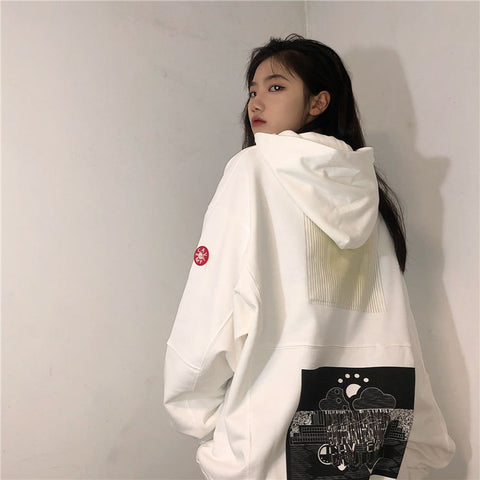 IMG 106 of Sweatshirt Women Korean Thin Loose Hooded oversizeTrendy Niche Tops Outerwear