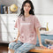 Pajamas Women Summer Short Sleeve Cropped Pants Sets INS Women Cartoon Popular Trendy Loungewear Sleepwear