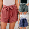 Img 1 - Europe Women Loose Shorts Lace High Waist Solid Colored City Casual Slim Look Folded Pants