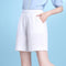 Img 6 - Shorts Women Summer Loose Plus Size Mom Ice Silk Cotton Blend Wide Leg Casual White Bermuda
