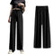 Img 4 - Ice Silk Wide Leg Pants Women Summer Korean Drape Loose High Waist Elastic Thin Straight Jeans Long Casual