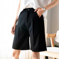 Img 7 - Suits Drape Mid-Length Shorts Women Summer Loose High Waist A-Line Slim Look Wide Leg Pants Straight Hong Kong Style