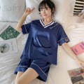 Img 2 - Ice Silk Pajamas Women Summer Adorable Sweet Look Teenage Girl Pink V-Neck Replica Student Loungewear Sets