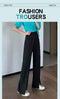 Img 9 - Suits Women Pants High Waist Drape Loose Straight Splitted Summer Casual Floor Length Suit Wide Leg Long