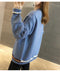 IMG 122 of Student Korean Pocket Sweater Women Loose V-Neck Long Sleeved Matching Knitted Cardigan Outerwear