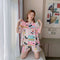 Pajamas Women Summer Short Sleeve Shorts Cartoon Casual Outdoor Round-Neck Loungewear Sets Sleepwear